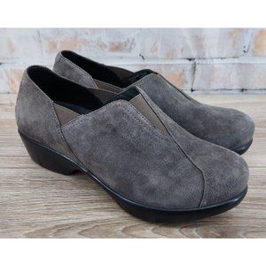 Dansko Women's Arden Suede Leather Grey Slip On Clog Loafer Comfort Sz 7.5-8/38